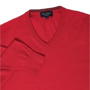 Cremieux Mens XL Luxury 100% Cashmere V Neck Sweater Red Pullover